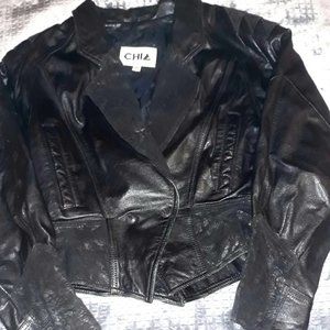 Woman's Black Genuine Leather Jacket